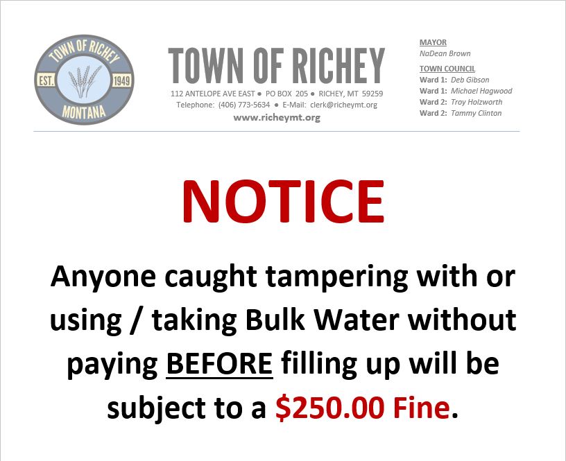 Bulk Water Tampering Notice