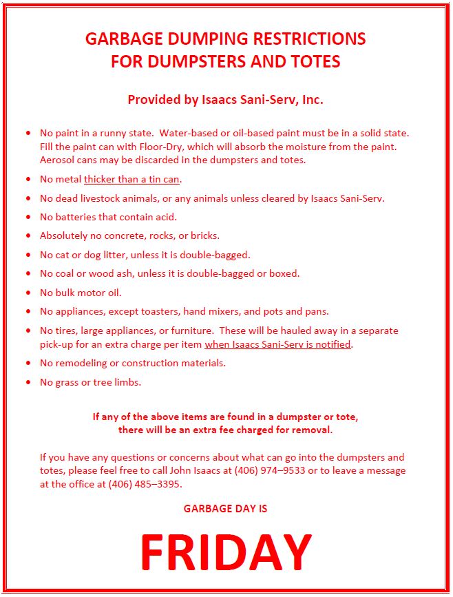 Garbage Dumping Restrictions